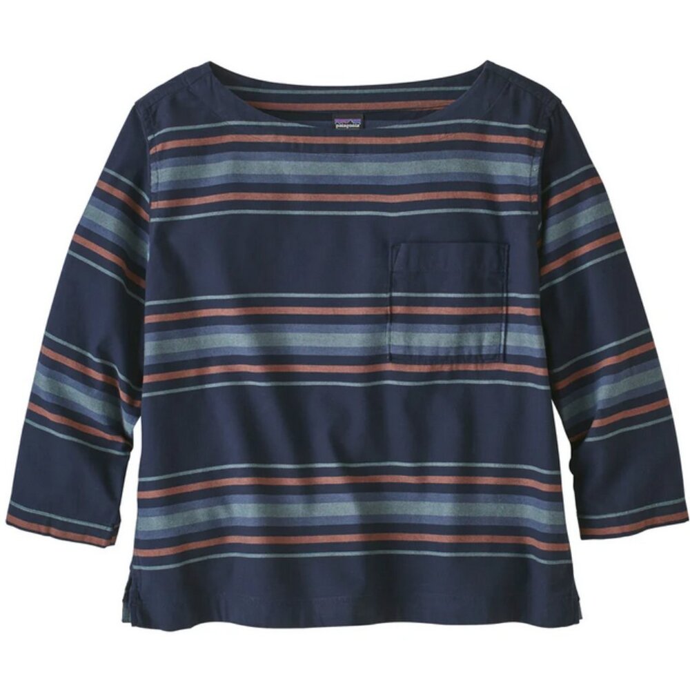 Patagonia Top Catbells Striped Boxy Shirt Organic Cotton Womens Size S